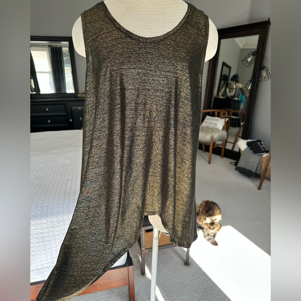 Eileen Fisher Metallic Gold Tank Top, size large